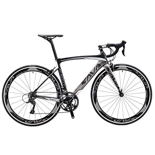 Road Bike : SKNIGHT Warwind5.0 700C Road Bike T800 Carbon Fiber Frame / Fork / Seatpost Cycling Bicycle with SHIMANO 105 R7000 22 Speed Derailleur System (Black Grey, 54cm)