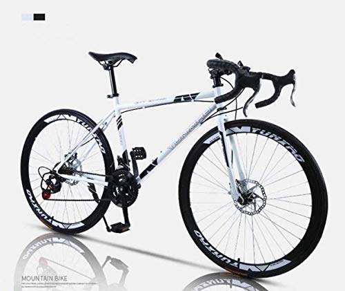 Road Bike : SXXYTCWL Road Bicycle, 24-Speed 26 inch Bikes, Double Disc Brake, High Carbon Steel Frame, Road Bicycle Racing, Men's and Women Adult 6-24, B jianyou (Color : E)