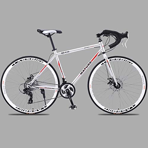 Road Bike : TDPQR 700c Aluminum Alloy Road Bikes, Ultra-light 21 27 30 Speed Racing with Derailleur System Double Disc Brake Wheeled Road Bicycles for Men's Women's