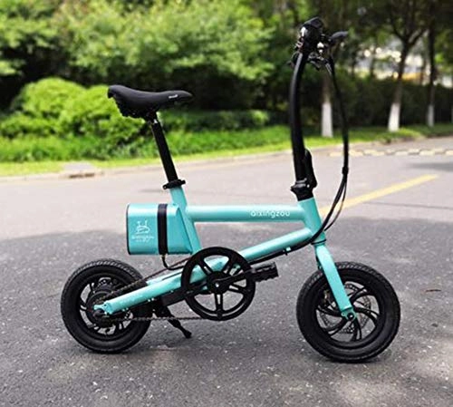 Road Bike : TX Intelligent electric bicycle 12inch foldable bike 36v 250W motor 6AH lithium battery magnesium wheel, Blue