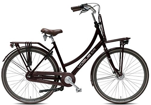 Road Bike : Vogue 28Inch Women's Holland Nostalgia Bicycle Aluminium Women Elite Plus 7-Speed Roller Brake Matte Brown RH: 50cm
