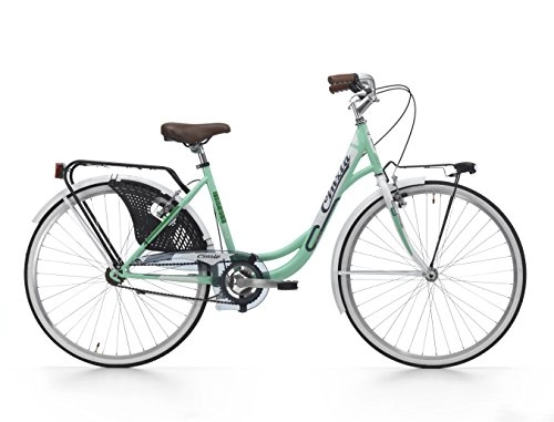 Road Bike : Woman Bike Cicli Cinzi Liberty 26 Inch Shimano Revo Shift RS-35 6 Gears Mint White