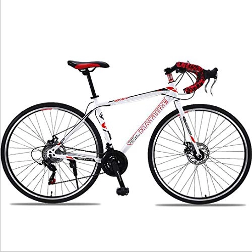 Road Bike : WRJY Mountain Bike Bicycle 47cm Curved Handlebar Dual Disc Brakes, One-wheel Highway Variable Speed Bicycle, 21 Speed / 27 Speed / 30 Speed