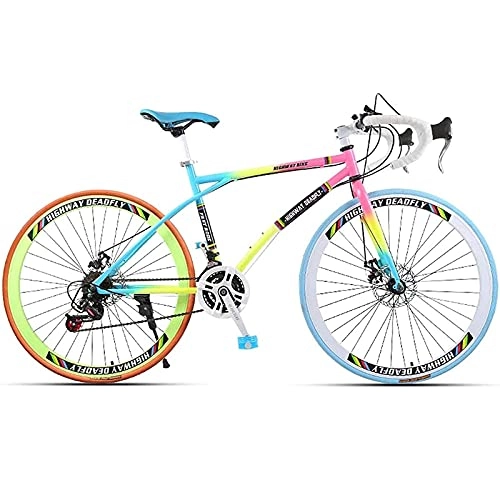 Road Bike : WXXMZY Road Bike 26-inch Road Bike, 24-speed Bike, Dual Disc Brakes, High-carbon Steel Frame, Road Bike Racing, For Men And Women Adults, Rider Height 165-185 Cm, Racing City Commuter Bike