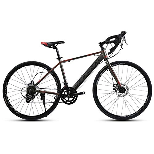 Road Bike : XHCP bicycle Mountain bike Adult Road Bike, 14 Speed 700C Wheels Road Bicycle, Alloy Frame Bicycle with Disc Brakes, Perfect for Road or Dirt Trail Touring, Gray, Black