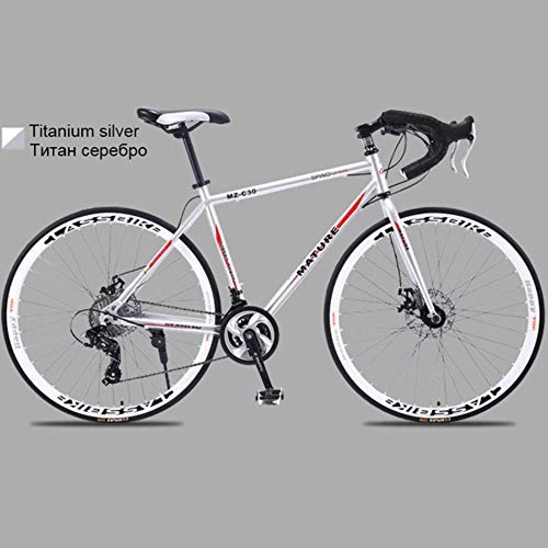 Road Bike : XZM Aluminum alloy road bike 21 27and30speed road bicycle Two-disc sand road bike Ultra-light bicycle, 30 speed S