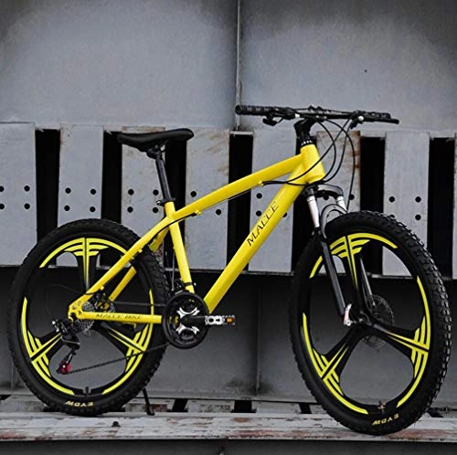 Road Bike : YAMEIJIA Mountain bike riding 26 inch variable speed shock absorber disc brake / 21-24-27 speed, Yellow, 26inch24speed