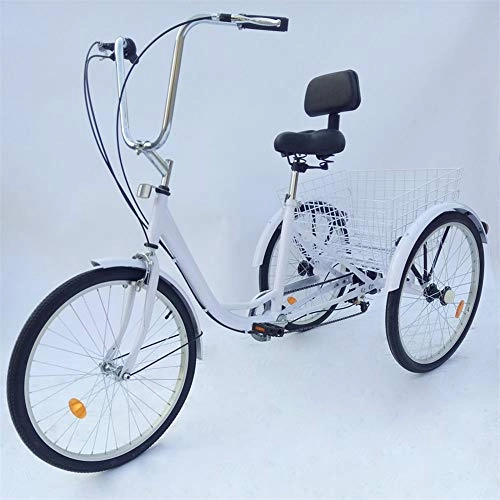 Road Bike : YIYIBY 24"3 Wheel 6 Speed Adult Tricycle Cruiser Bikes, Tricycle For Adult Cargo Bicycle Adult Tricycle Senior Wheel For Shopping Adjustable