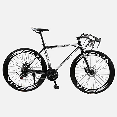 Road Bike : ZHTT Road Bicycle, 26 Inches 21-Speed Bikes, Double Disc Brake, High Carbon Steel Frame, Road Bicycle Racing, Men's And Women Adult Road Bike