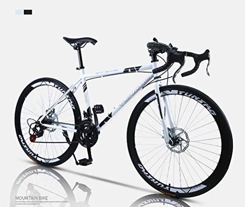 Road Bike : ZTYD Road Bicycle, 24-Speed 26 Inch Bikes, Double Disc Brake, High Carbon Steel Frame, Road Bicycle Racing, Men's And Women Adult, 40knife