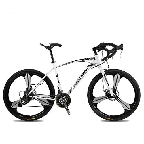 Road Bike : ZXLLO 27 Speed Racing Road Sports Bike 26" Wheel Road Bicycle Dual Disc Brake Bicycle, White