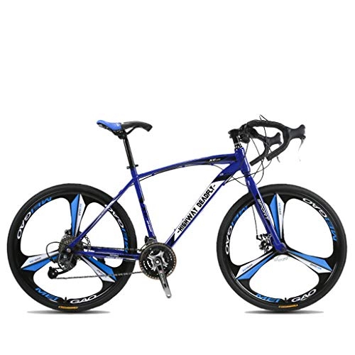Road Bike : ZXLLO Road Racing Bike 27 Speed 700C Wheels 3 Spoke Road Bicycle Dual Disc Brake Bicycle, Blue