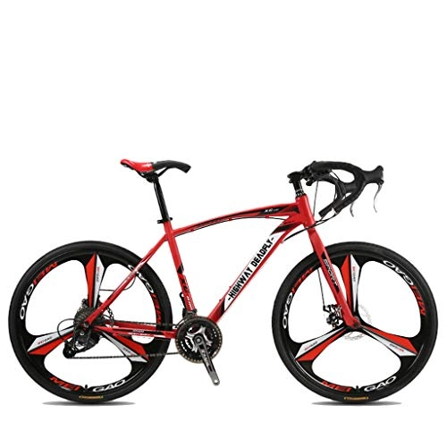 Road Bike : ZXLLO Road Racing Bike 27 Speed 700C Wheels 3 Spoke Road Bicycle Dual Disc Brake Bicycle, Red