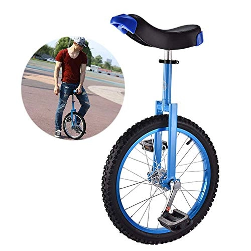 Unicycles : Adjustable Kids Unicycle 16 / 18 Inch Balance Exercise Fun Bike Cycle Fitness, for Children From 9-14 Years Old, Comfortable Seat & Skidproof Wheel (Color : Blue, Size : 16 Inch Wheel) Unicycl