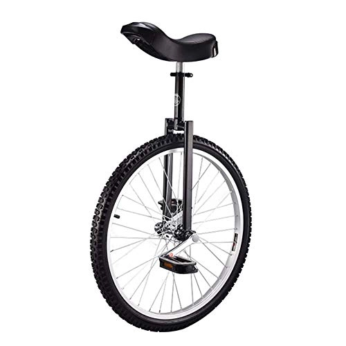 Unicycles : aedouqhr 24 Inch Unicycle for Adults, Height Adjustable, Thick High-Strength Manganese Steel Frame, Large Movable Saddle, Full-Size Nylon Pedal (Color : Black, Size : 24 Inch Wheel)