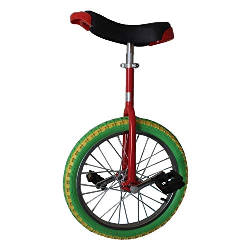 Unicycles : AHAI YU Girl's Unicycles for 7 / 8 / 9 / 10 / 12 Years Old Kids (Height From 130-145cm), 16'' Whell Beginners One Wheel Bike with Skid Pedals, Outdoor Sports (Color : RED)