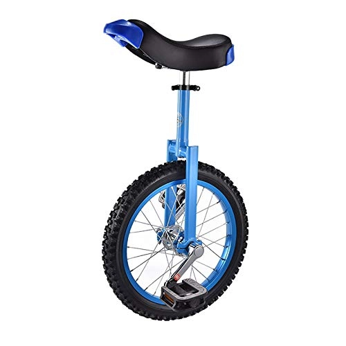 Unicycles : AHAI YU Kids Unicycle 16 / 18inch Wheel, Adjustable Height Balance Bike with Skidproof Wheels& Non-slip Pedal, Outdoor Sport (Color : BLUE, Size : 16")