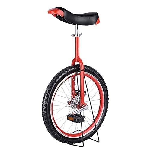Unicycles : Female / Male Teen / Child Outdoor Unicycle, 18inch Wheel Balance Cycling, for Fitness Exercise, with Alloy Rim& Stand, Height 140-165cm (Color : RED)
