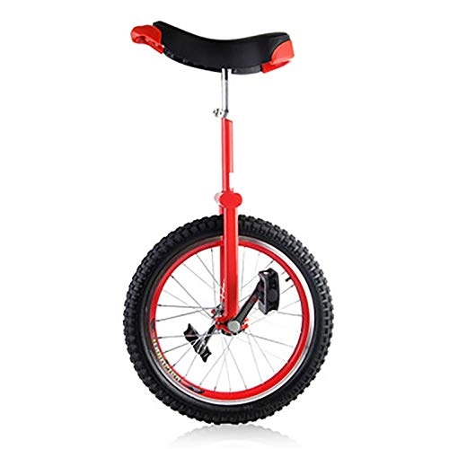 Unicycles : FMOPQ 20 / 24 Inch Adult Super-Tall Unicycles 16 / 18inch Teenagers Boys Girls Balance Cycling Free Stand Alloy Rim Leakproof Tire for Fun Fitness (Color : RED Size : 16INCH)