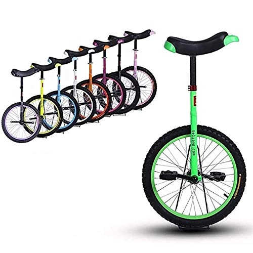 Unicycles : FMOPQ 24 / 20inch Wheel Unicycles for Adult Super-Tall 16 / 18 Inch Balance Cycling for Kids / Beginner / Teenagers Leakproof Butyl Tire Wheel (Color : Green Size : 24INCH)