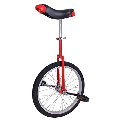 Unicycles : Homepeaz 20" Wheel Unicycle Bike Kids / Adults Trainer Skidproof Mountain Tire Aluminium Alloy Rim Frame and Quick Release Adjustable Seat Clamp for Balance Cycling Exercise as Children Gifts (Red)
