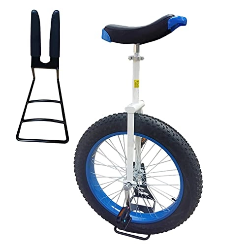 Unicycles : HWBB 20 Inch Wheel Unicycle for Beginners, Cycling Balance Bike with Parking Rack & Extra Wide Mountain Tire, for Mountain Exercise Balance Fitness (Color : Blue)
