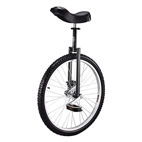 Unicycles : HWBB 24" Inch Extra Big Wheel Unicycle with Leakproof Tire / Parking Rack / Inflator, Excellent Tall People Balance Bike, Load 150kg / 330lbs (Color : Black)