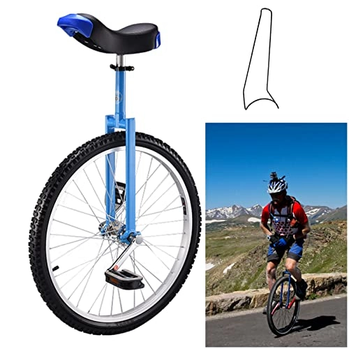 Unicycles : HWBB 24" Inch Extra Big Wheel Unicycle with Leakproof Tire / Parking Rack / Inflator, Excellent Tall People Balance Bike, Load 150kg / 330lbs (Color : Blue)