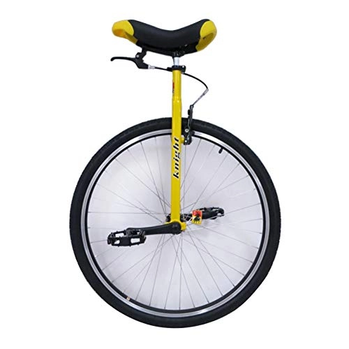 Unicycles : Large Yellow Adults Unicycle with Brakes for Tall People Height 160-195cm (63"-77"), 28" Skid Mountain Tire, Heavy Duty Height Adjustable Balance Cycling Bikes