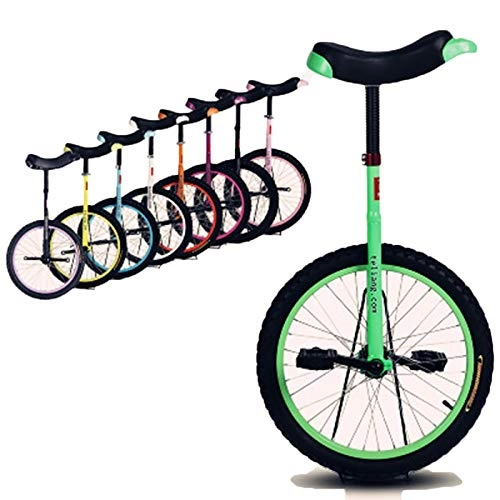 Unicycles : Lhh 16inch / 18inch / 20inch Adjustable Unicycle Green, Balance One Wheel Bike Exercise Fun Bike Fitness for Beginners Professionals (Size : 18inch)