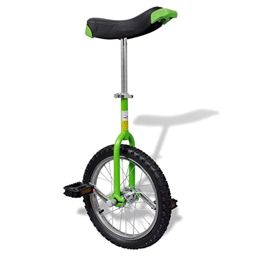 Unicycles : Lingjiushopping Green Adjustable Unicycle 16(Wheel Diameter, Green and Black, Diameter: 16cm)