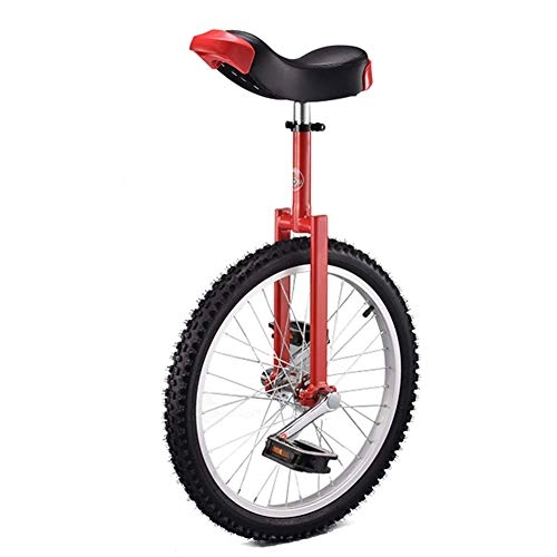 Unicycles : seveni Red Unicycle Training 16 18 20 Inch Wheels for Kids Girls Boys, Heavy Duty Children's Bike, Adjustable Seat, Load-bearing 150kg / 330 Lbs (Color, Red, Size, 20 Inch Wheel), Red, 18 Inch Wheel