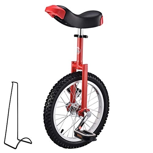 Unicycles : TTRY&ZHANG Unicycle Cycling for Beginners / Professionals, Kids / Adults / Teens Outdoor Exercise Bike, with Stand, Skidproof Tire, Alloy Rim (Color : RED, Size : 18INCH)