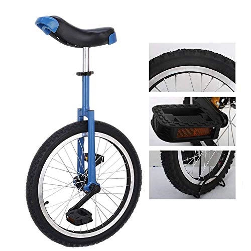 Unicycles : YUHT Blue Kids Unicycle Cycling In & Out Door with Skidproof Tire, Manganese Steel Fork, Adjustable Seat, Aluminum Alloy Buckle, 16" / 18" / 20" (Color : Blue, Size : 18 Inch Wheel) Unicycle