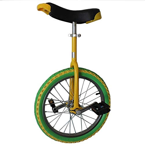 Unicycles : ywewsq Girl's for 7 / 8 / 9 / 10 / 12 Years Old Kids (Height From 130-145cm), 16'' Whell Beginners One Wheel Bike with Skid Pedals, Outdoor Sports (Color : Yellow)