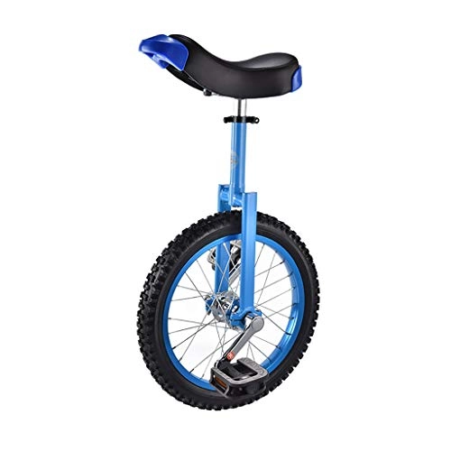 Unicycles : ZSH-dlc Freestyle Unicycle 16 / 18 Inch Single Round Children's Adult Adjustable Height Balance Cycling Exercise Multiple Colour (color : Blue, Size : 16 inch)