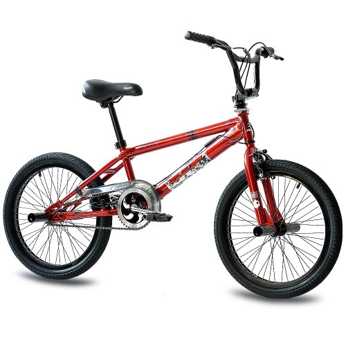 BMX : CHRISSON 20 Zoll BMX Kinderfahrrad - Doom rot - Freestyle BMX Fahrrad für Kinder, Street Bike mit 360° Rotor-System, 4 Stahl Pegs und Kettenschutz