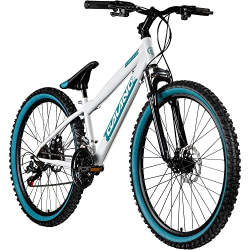 BMX : Galano Dirtbike 26 Zoll MTB G600 Mountainbike Fahrrad 18 Gang Dirt Bike Rad (weiß / türkis, 33 cm)
