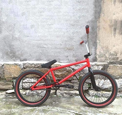 BMX : LAMTON Adult Freestyle BMX Bikes, 20-Zoll-Stunt Aktion BMX Fahrrad Geeignet for Anfnger-Level Fortgeschrittene Stahlrahmen Strae Rot / Wei BMX Bikes (Farbe : Rot)