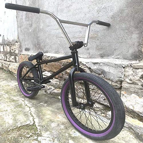 BMX : LJLYL BMX-Bikes 20-Zoll-Räder für Anfänger bis Fortgeschrittene, hochfester Chrom-Molybdän-Stahl und Vorderradgabel, Übersetzungsverhältnis 25X9T, schwarz