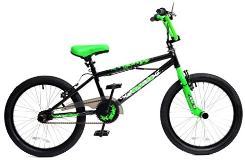 BMX : XN Unisex-Youth 9 Jungen Freestyle BMX Fahrrad schwarz grün mit Gyro 50, 8 cm Rad