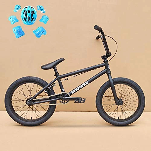 BMX : ZZD Bequeme Jungenfahrräder, 18-Zoll-BMX-Fahrräder, Rahmen aus kohlenstoffhaltigem Stahl und U-förmige Bremsen, geeignet für Radfahren im Freien und Stunt-Performance, Schwarz