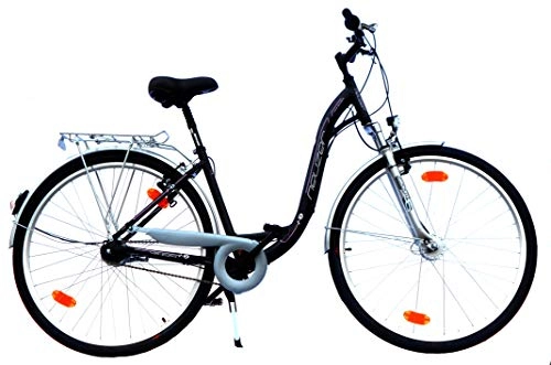 City : 28 Zoll NEUZER Damen Cityrad Citybike CTB 7 Gang Shimano Aluminiumrahmen Federung Nabendynamo StVZO-Ausstattung schwarz