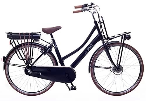 City : Amigo E-Pulse Elektrofahrrad - E-Bike für Damen - Damenfahrrad 28 Zoll - Hollandrad mit Shimano 3-Gang - Geeignet ab 175-185 cm - Schwarz