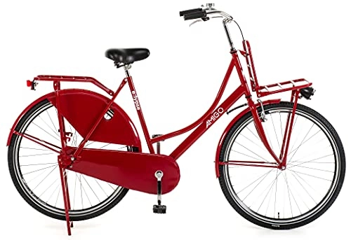 City : Amigo Eclypse - Cityräder für Damen - Damenfahrrad 28 Zoll - Geeignet ab 175-185 cm - Citybike mit Handbremse, Rücktritt, Gepäckträger Vorne, Beleuchtung und fahrradständer - Rot