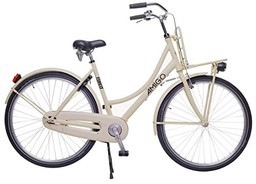 City : Amigo Forest - Cityräder für Damen - Damenfahrrad 28 Zoll - Geeignet ab 170-180 cm - Citybike mit Handbremse, Rücktritt, Gepäckträger Vorne, Beleuchtung und fahrradständer - Beige