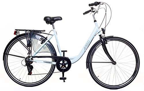 City : Amigo Style - Cityräder für Damen - Damenfahrrad 28 Zoll - Shimano 6 Gang-Schaltung - Citybike mit Handbremse, Beleuchtung und fahrradständer - Blau