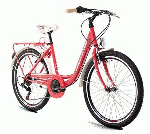 City : breluxx® 24 Zoll Damenfahrrad Mädchenrad Schulfahrrad Citybike Ella pink - 6 Gang Shimano + Gepäckträger + Beleuchtung nach StVo - Modell 2020