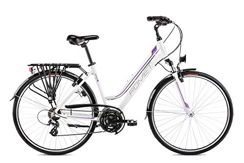 City : breluxx® 28 Zoll ALU Trekking Damenfahrrad Citybike FS - Gazela, weiß lila, Model 2021