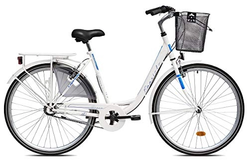 City : breluxx® 28 Zoll Damenfahrrad Diana, Rücktrittbremse, Nexus 3 Gang Nabenschaltung, Citybike mit Korb + Beleuchtung, Retro Bike, weiß - Modell 2020